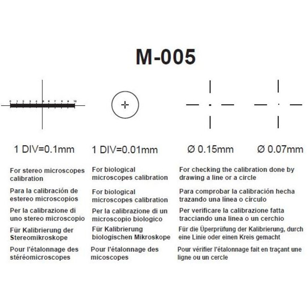 Optika Objektmikrometer M-005, mikrometrischer Objektträger, Range 1 mm, Teilung 0.01mm, 26x76 mm