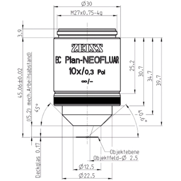 ZEISS Objektiv EC Plan-Neofluar, POL, 10x/0,3 Pol wd=5,2mm