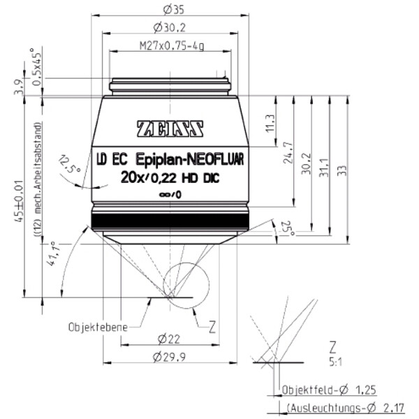 ZEISS Objektiv LD EC Epiplan-Neofluar 20x/0,22 HD DIC wd=12,0mm
