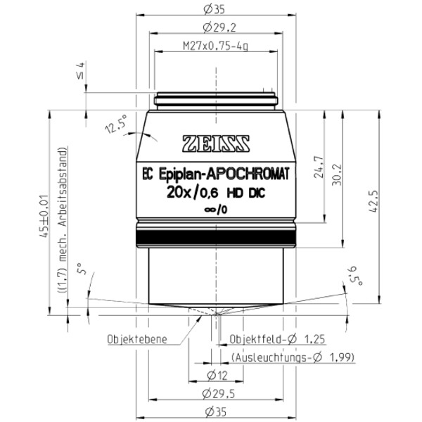 ZEISS Objektiv EC EpiPlan-Apochromat, 20x/0,6 HD DIC wd=1,7mm