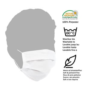 Masketo Mund- und Nasenmaske Polyester weiß 5 Stück