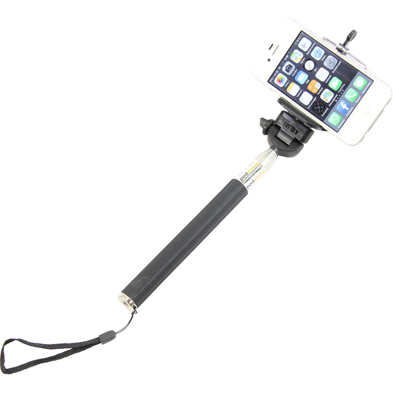 Aluminium-Einbeinstativ Selfie-Stick für Smartphones und kompakte Fotokameras, schwarz
