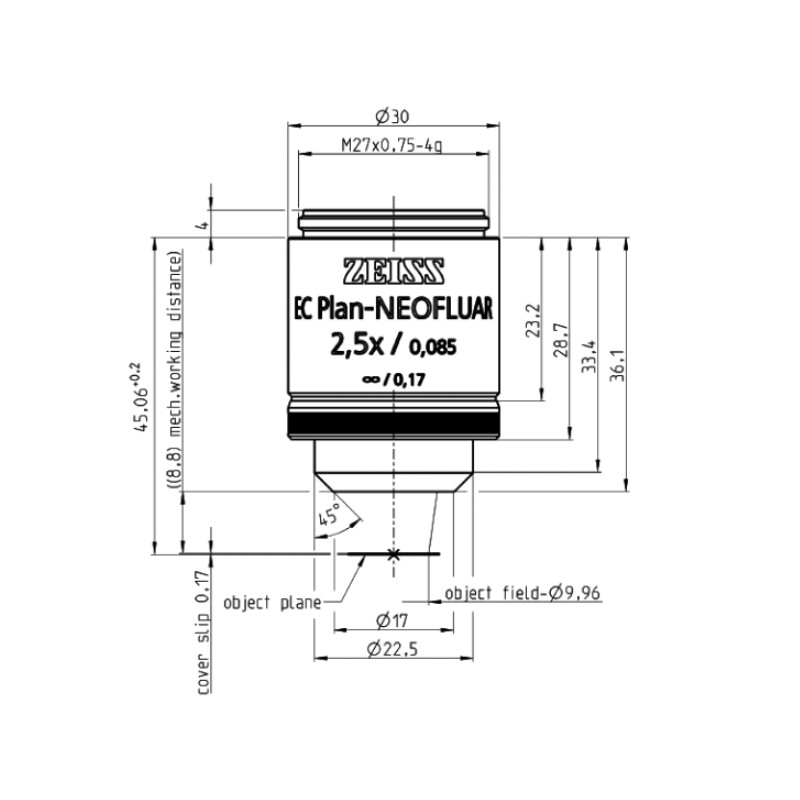 ZEISS Objektiv EC Plan-Neofluar, POL, 2,5x/0,085 wd=8,8mm
