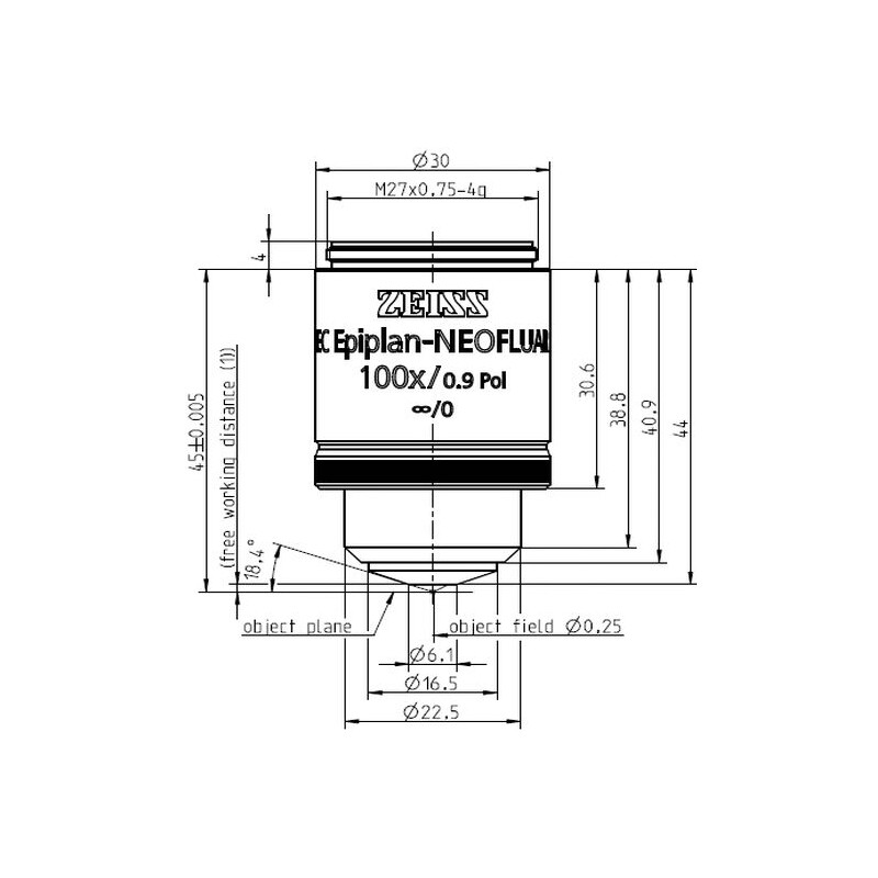 ZEISS Objektiv EC Epiplan-Neofluar 100x/0,9 Pol wd=1.0mm