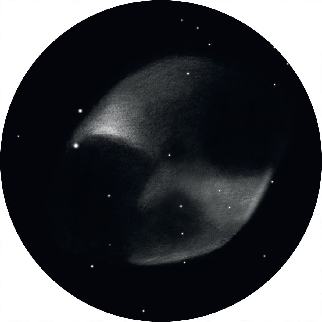 Zeichnung des planetarischen Nebels
M 27. Rainer Mannoff