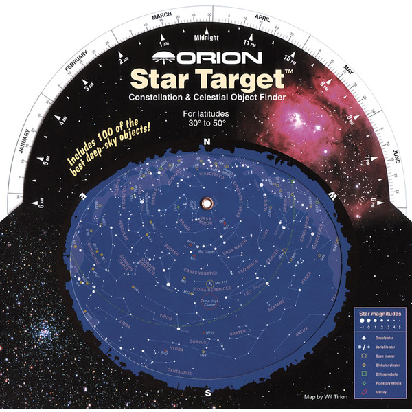 Orion Sternkarte Star Target Planisphere 30-50 degree north