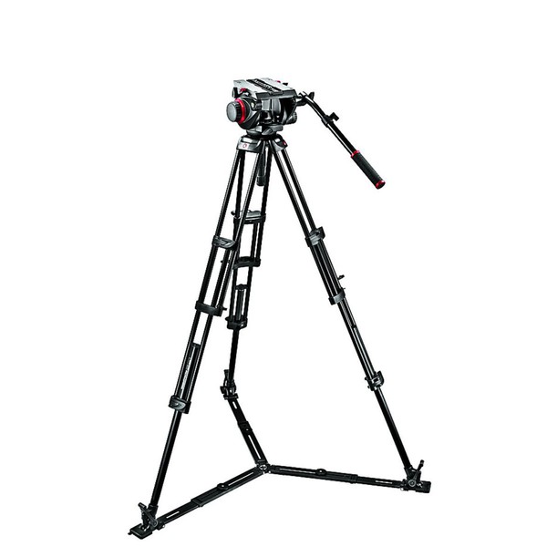 Manfrotto Aluminium-Dreibeinstativ Stativ-Set mit Pro Fluid Video-Neiger 509HD und Doppelrohr-Stativsystem 545GBK mit Bodenspinne