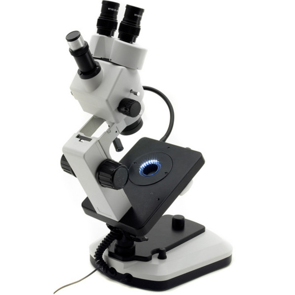 Optika Zoom-Stereomikroskop OPTIGEM-2, trino, gemmologisches, kippbares Stativ