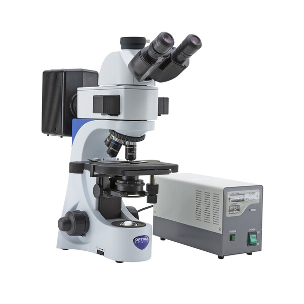 Optika Mikroskop B-383FL-SWIV, trino, FL-HBO, B&G Filter, N-PLAN, IOS, 40x-1000x, CH, IVD