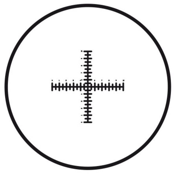 Motic Mikrometerstrichplatte Strichplatte Fadenkreuz mit doppelter Skalierung (10mm in 100 Teilen), (Ø25mm)