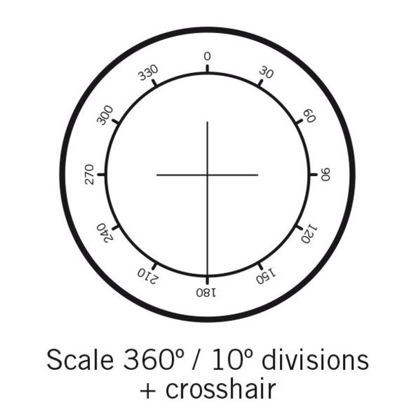 Motic Mikrometerstrichplatte Strichplatte Winkelmesser 360°, Abstufung 30° und Fadenkreuz, (Ø25mm)