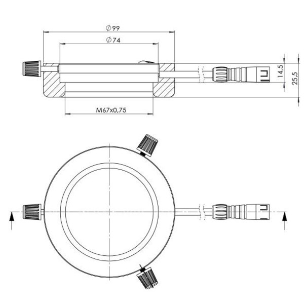 StarLight Opto-Electronics RL4-74-S4 WW, segment.,  warm-weiß (3.500 K), Ø 74mm