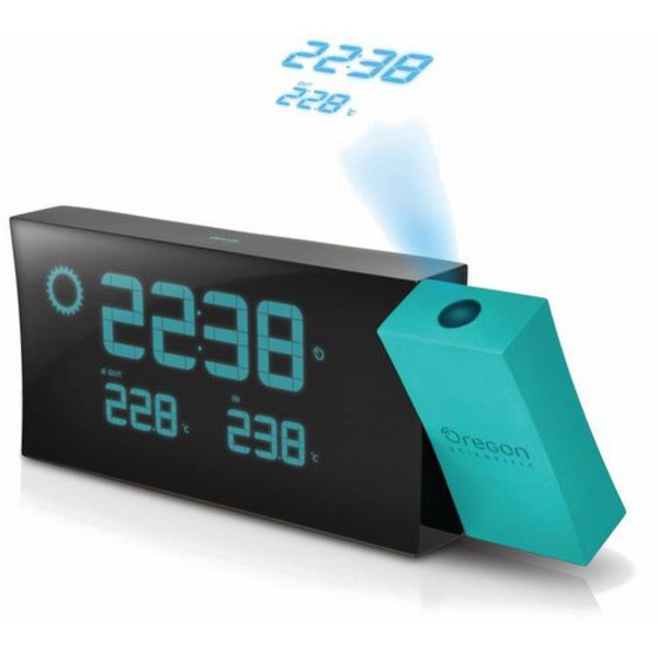 Oregon Scientific Funk Wetterstation Prysma Projektionsuhr mit Wettervorhersage BAR223 Blau Schwarz