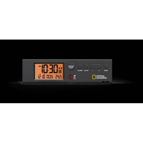 National Geographic Uhr Funk-Weltzeitwecker mit Thermometer und Taschenlampe