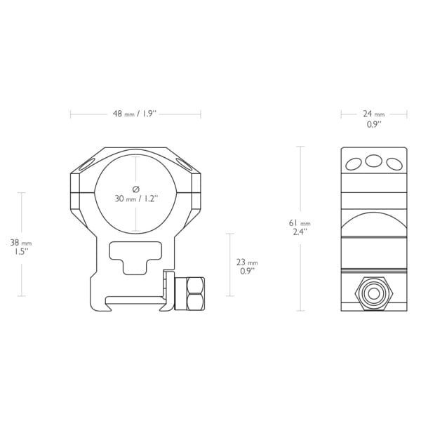 HAWKE Taktische Ringmontage Weaver 30mm Extra-hoch