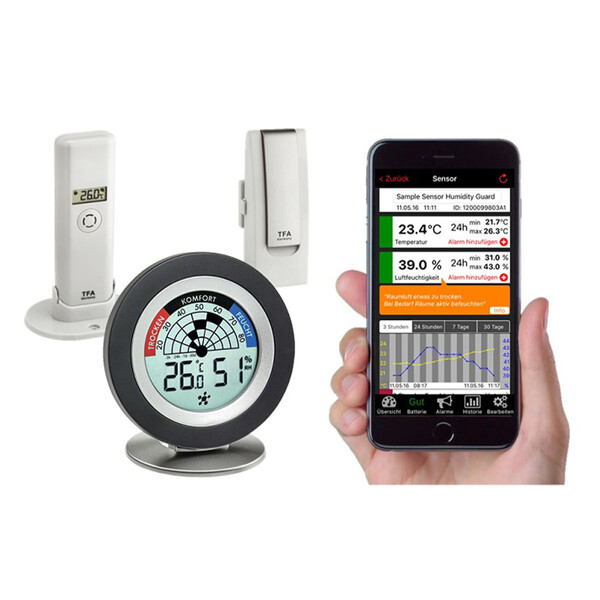 TFA Wetterstation Set zur Raumklimaüberwachung mit Lüftungsempfehlung WEATHERHUB COSY RADAR