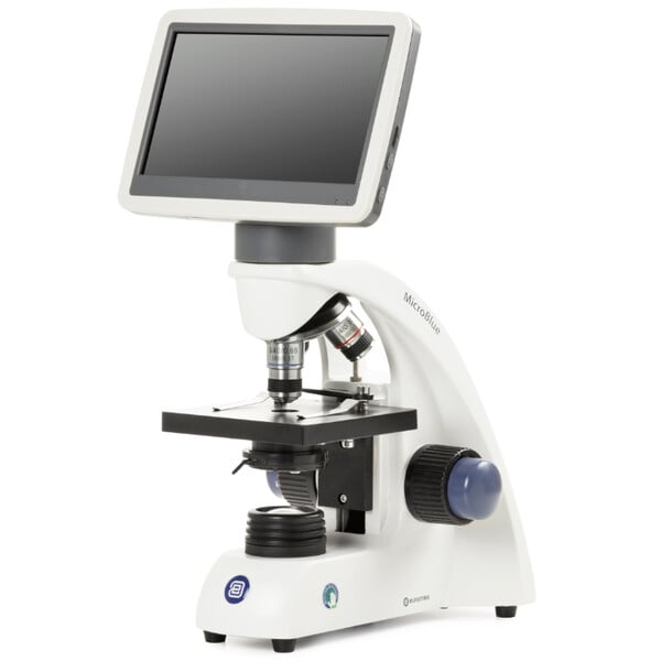 Euromex Mikroskop MicroBlue, MB.1001-LCD, 5.6 inch LCD Bildschirm, Achr. 4/10/S40x Objektive, DIN 35mm perf., 40x - 400x, LED, 1W, einfacher Objekttisch