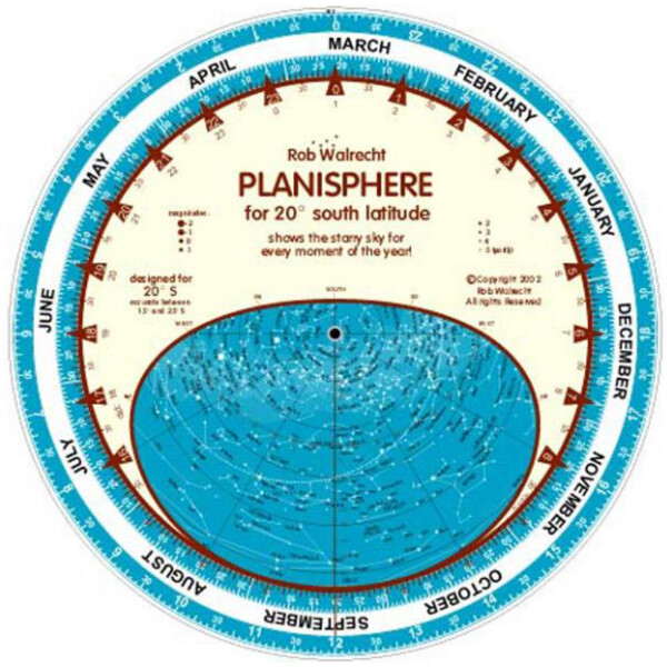 Rob Walrecht Sternkarte Planisphere 20°S 25cm