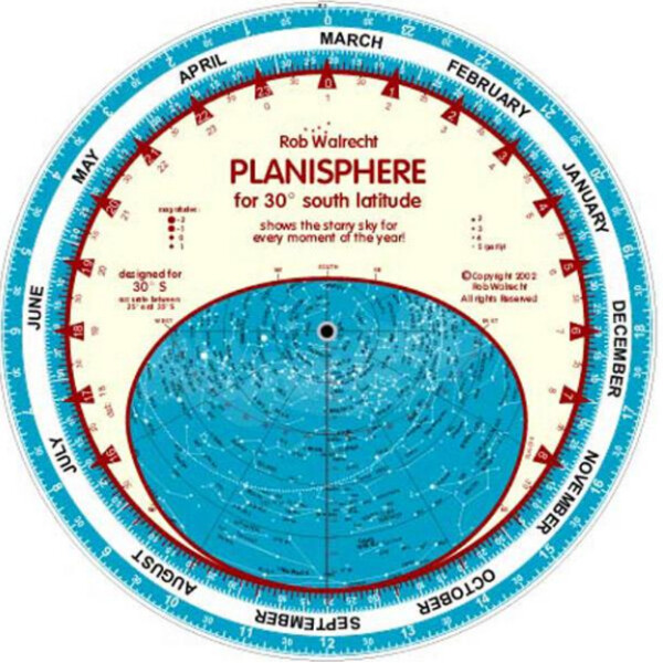 Rob Walrecht Sternkarte Planisphere 30°S 25cm