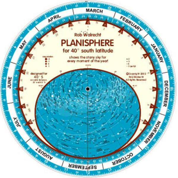 Rob Walrecht Sternkarte Planisphere 40°S 25cm