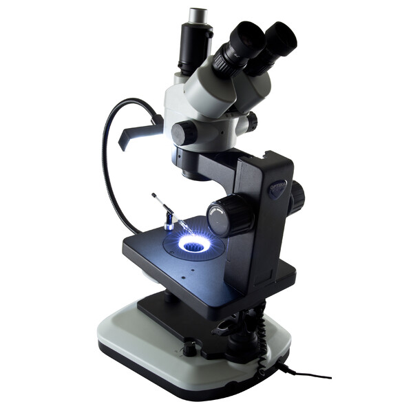 Optika Zoom-Stereomikroskop OPTIGEM-20 trino, BF, DF, Greenough, w.d. 100mm, 10x/21mm, 0,7x-4.5x