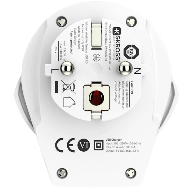 Skross Netzteil Reiseadapter World to Europe USB 1.0