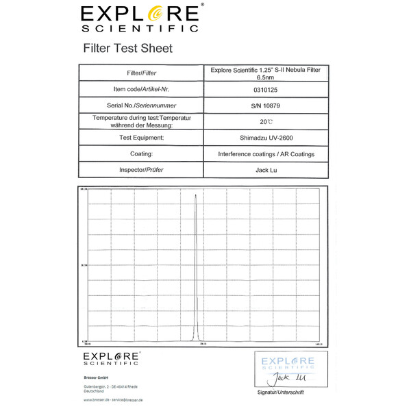 Explore Scientific Filter SII 6,5nm 1,25"