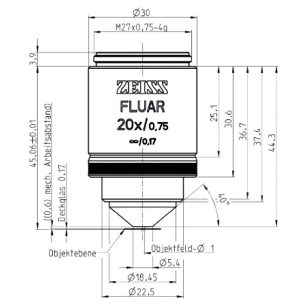 ZEISS Objektiv Fluar 20x/0,75, incl. 100 coverglasses, wd=0,60mm