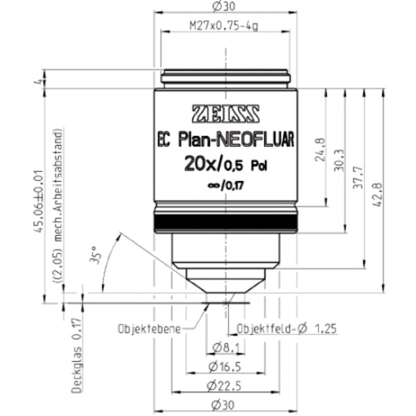 ZEISS Objektiv EC Plan-Neofluar, POL, 20x/0,50 wd=2,0mm