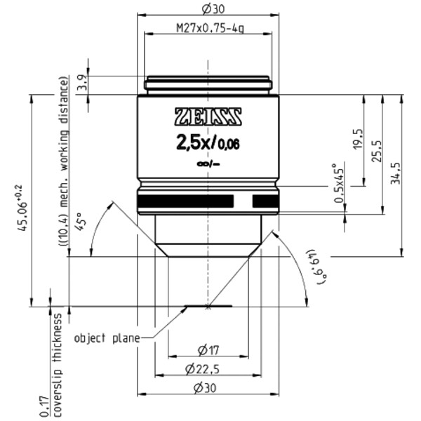 ZEISS Objektiv A-Plan 2,5x/0,06 wd=10,4mm