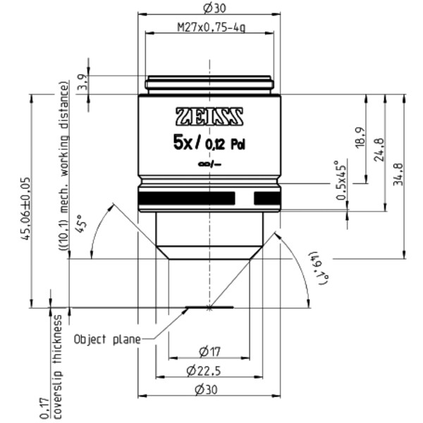 ZEISS Objektiv A-Plan 5x/0,12 Pol wd=10,1mm