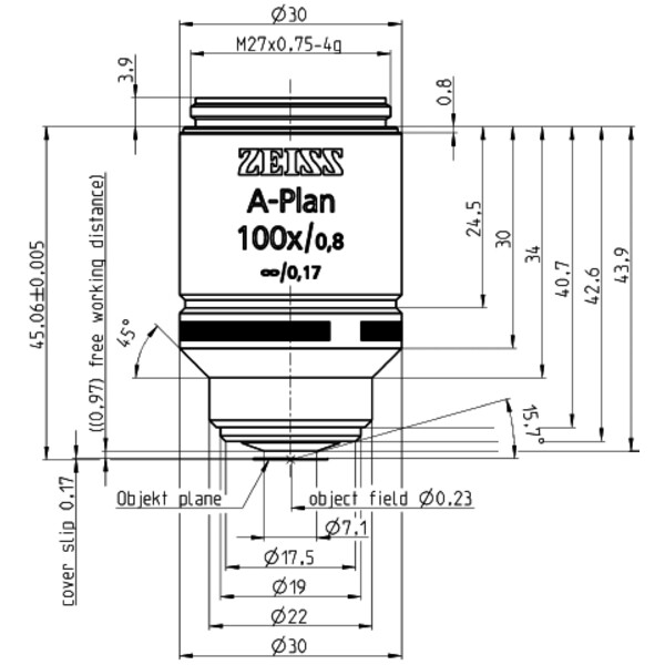 ZEISS Objektiv A-Plan 100x/0,8 wd=0,97mm