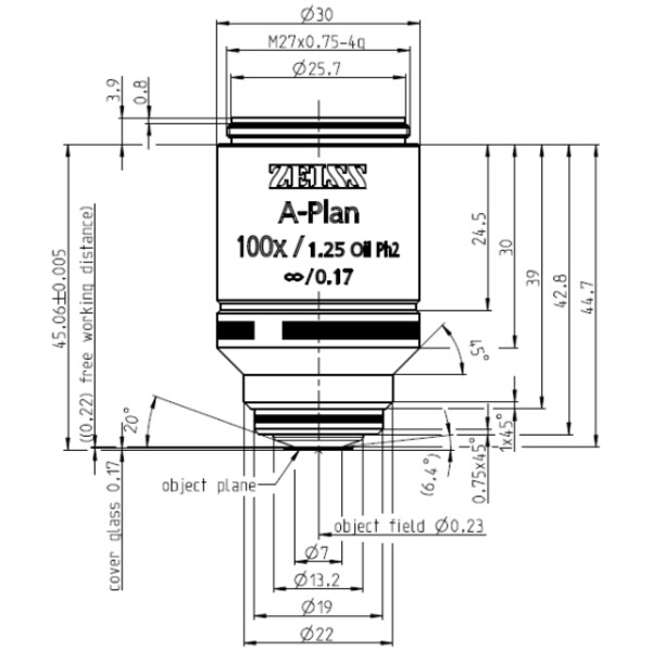 ZEISS Objektiv A-Plan 100x/1,25 Oil Ph2 wd=0,22mm