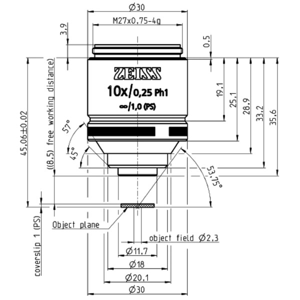 ZEISS Objektiv LD A-Plan 10x/0,25 Ph1 wd=8,5mm