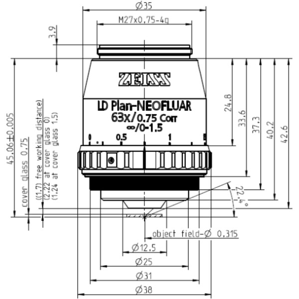 ZEISS Objektiv LD Plan-Neofluar 63x/0,75 Korr wd=2,2mm