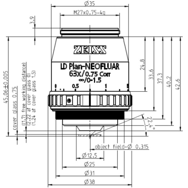 ZEISS Objektiv LD Plan-Neofluar 63x/0,75 Korr wd=2,2mm