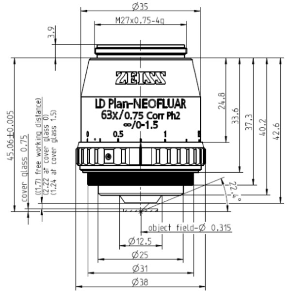 ZEISS Objektiv LD Plan-Neofluar 63x/0,75 Korr Ph2 wd=2,2mm