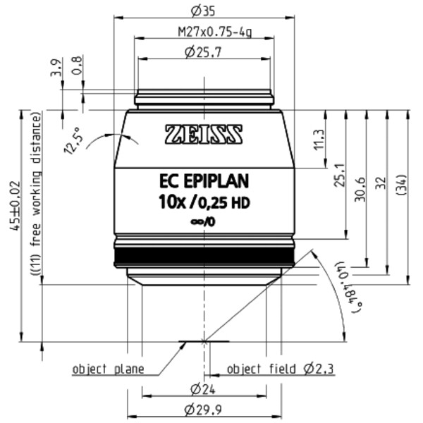 ZEISS Objektiv EC Epiplan 10x/0,25 HD wd=11,0mm