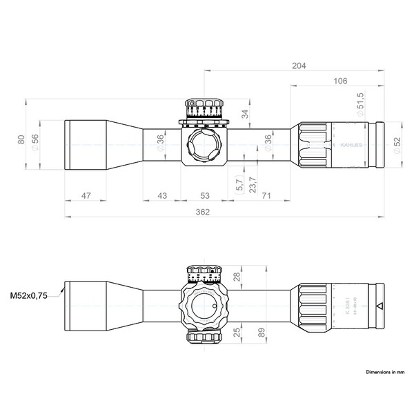 Kahles Zielfernrohr K328i 3,5-28x50 DLR SKMR4+, ccw, rechts