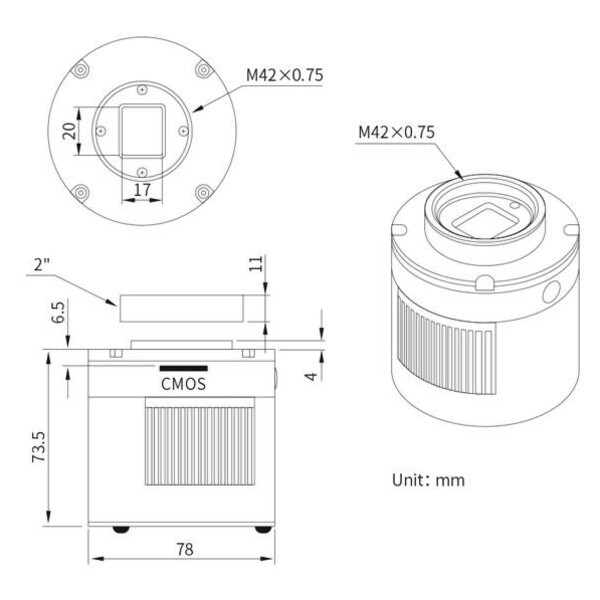ZWO Kamera ASI 585 MM Pro Mono