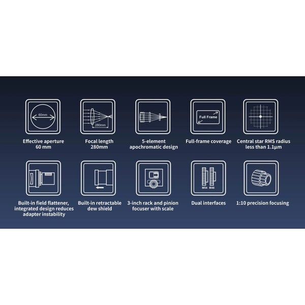 ToupTek Apochromatischer Refraktor HOPE D60 60/280 f/4.66