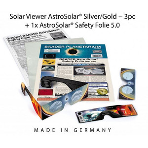 Baader Sonnenfilter-Set: 3xAstroSolar® Silver/Gold Brillen und 1xAstroSolar-Folie