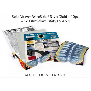Baader Sonnenfilter-Set: 10xAstroSolar® Silver/Gold Brillen und 1xAstroSolar-Folie