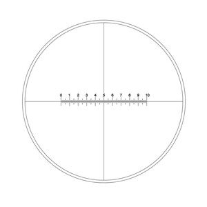 Motic Strichplatte mit Skala (10mm in 100 Teilen) und Fadenkreuz (Ø19mm)