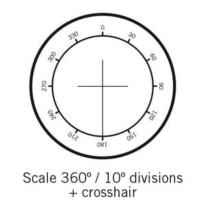 Motic Mikrometerstrichplatte Strichplatte Winkelmesser 360°, Abstufung 30° und Fadenkreuz, (Ø25mm)