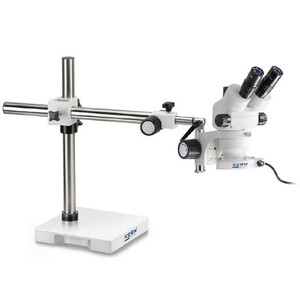 Kern Zoom-Stereomikroskop OZM 912, bino, 7x-45x, HSWF 10x23 mm, Stativ, Einarm (430 mm x 385 mm) m. Tischplatte, Ringlicht LED 4.5 W