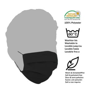 Masketo Mund- und Nasenmaske Polyester schwarz 5 Stück