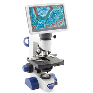 Optika Mikroskop B-62V, Screen, 7 Zoll, DIN, achro, 40-400x, LED, 1W, Kreuztisch, Abbe-Kondensor