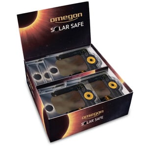 Omegon Sonnenfilter Solar Safe Easy Cam Filter im Display mit 50 Stück