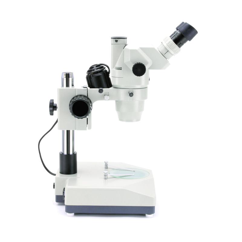 Optika Stereozoommikroskop Trinokulares Zoomstereomikroskop SZR-4, einfaches Stativ, 1 Leuchte